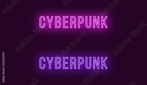 Zdjęcie XXL Napis Cyberpunk w stylu neonowym. Wektor