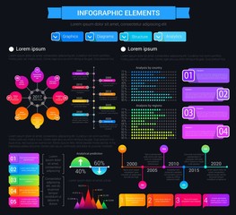 Poster - Infographic design elements, graphs and charts
