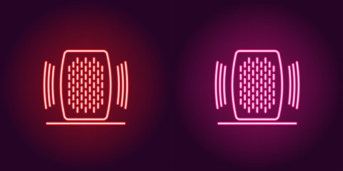 Poster - neon home speaker, glowing sign. voice assistant