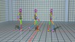 Gait recognition , motion capture 3d render of character walking