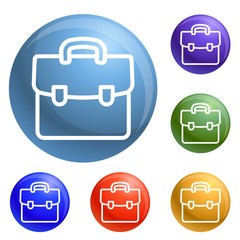 Poster - Suitcase icons set vector 6 color isolated on white background