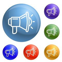 Poster - Megaphone icons set vector 6 color isolated on white background