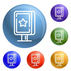 Poster - Street light box icons set vector 6 color isolated on white background
