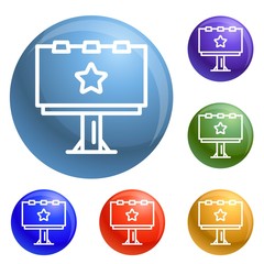 Poster - Billboard icons set vector 6 color isolated on white background