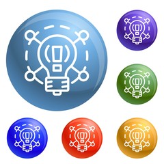 Poster - Creative idea bulb icons set vector 6 color isolated on white background