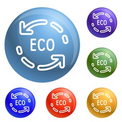 Poster - Eco recycle arrow icons set vector 6 color isolated on white background
