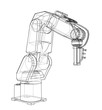 © cherezoff - 3D outline Robotic arm. Vector rendering of 3d