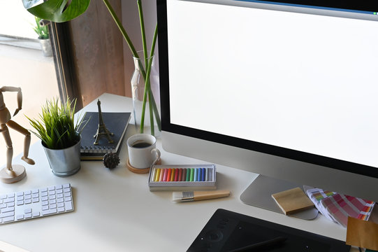 Creative workspace with office desk.