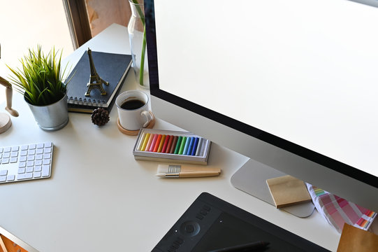 Creative workspace with office desk.