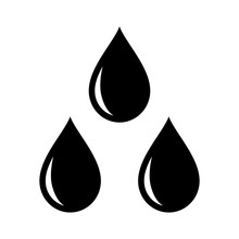 Three Water, Blood, Oil Or Petrol Drops / Droplets Flat Vector Icon For Apps And Websites