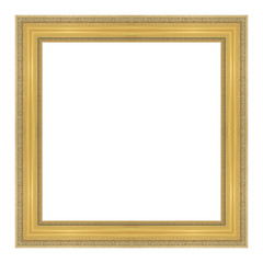 Wall Mural - antique gold picture frame isolated on white background