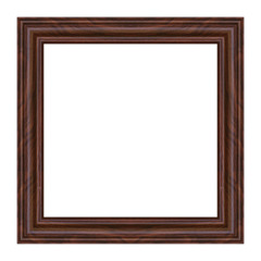 antique wood picture frame isolated on white background