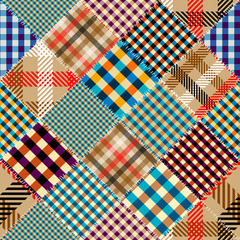 Aufkleber - Imitation of a plaid patchwork. Seamless pattern background.