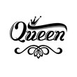 Logo queen with royal crown and lettering