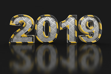Poster - Metal New Year 2019. Image with clipping path.