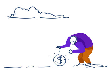 Poster - businessman grow dollar coin money wealth growth concept success strategy man colored silhouette ske