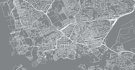 Urban vector city map of Plymouth, England