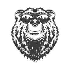 vintage monochrome fashionable serious bear head