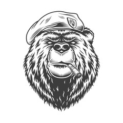 Wall Mural - Navy seal bear head in beret