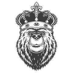 Wall Mural - vintage bear head in royal crown