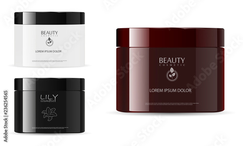 Download Cosmetic Jar Mockup Packaging Black White And Brown Containers For Cream Salt Powder Butter 3d Vector Design Product Packaging Buy This Stock Vector And Explore Similar Vectors At Adobe Stock Adobe PSD Mockup Templates