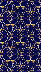 Canvas Print - Golden wire seamless flower pattern