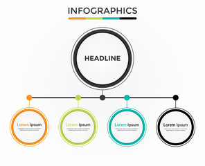 Poster - Infograhpic business presentation template. Diagram with 4 steps, options, or processes.