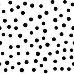 Wall Mural - Random dotted seamless pattern. Simple geometric background in black and white. Vector illustration.