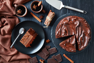 Poster - chocolate Cake served on a plate