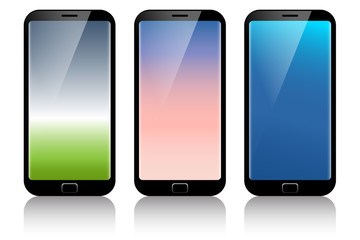 mobile screen with color gradient background and gloss glass design,vector