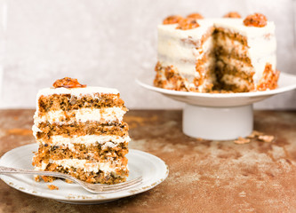 Wall Mural - Carrot and walnut cake with cream cheese frosting