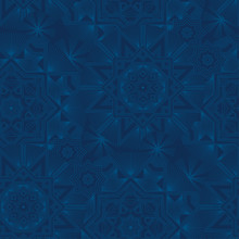 Abstract Geometric Snowflakes Seamless Blue Background