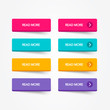 Read More colorful 3d button set on white background. Flat line button collection. Vector web element