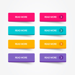 Aufkleber - Read More colorful 3d button set on white background. Flat line button collection. Vector web element