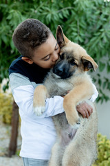 Poster - Latin child with his dog