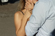 © Skripnik Olga - happy, loving couple hugging. guy kisses girls, protection. protects