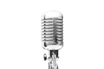 Vintage retro microphone isolated on white background