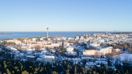 Beautiful view of city at winter. Finland, Tampere