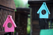 colorful wooden bird house background