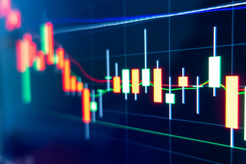 Stock market graph on LED screen monitor