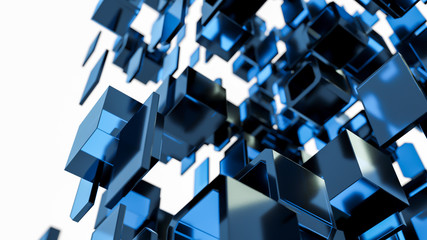 Poster - 3D render - transparent cubes floating in space 