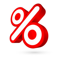 Poster - Red/White Percent Sign 3D Sale