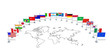 © sakramir - G20 summit (economic political concept). Flags of twenty member countries with world map. Group of national flags as partners of international meeting. 3d illustration