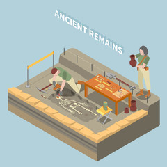 Canvas Print - Archeology Isometric Concept