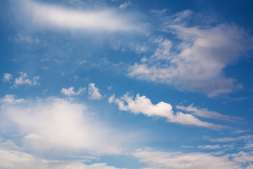 Wall Mural - white curly clouds in a blue sky. sky background