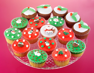 Sticker - PLATE FULL OF ASSORTED CHRISTMAS CUPCAKES