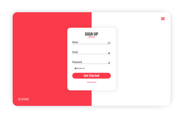 Fototapete - sign up form page. Mockup for web-site interface. Creative login form design template