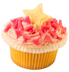 Wall Mural - PINK STAR CUPCAKE ON WHITE