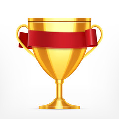winner cup with ribbon