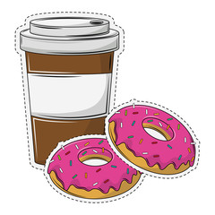 Canvas Print - Coffee cup and donuts